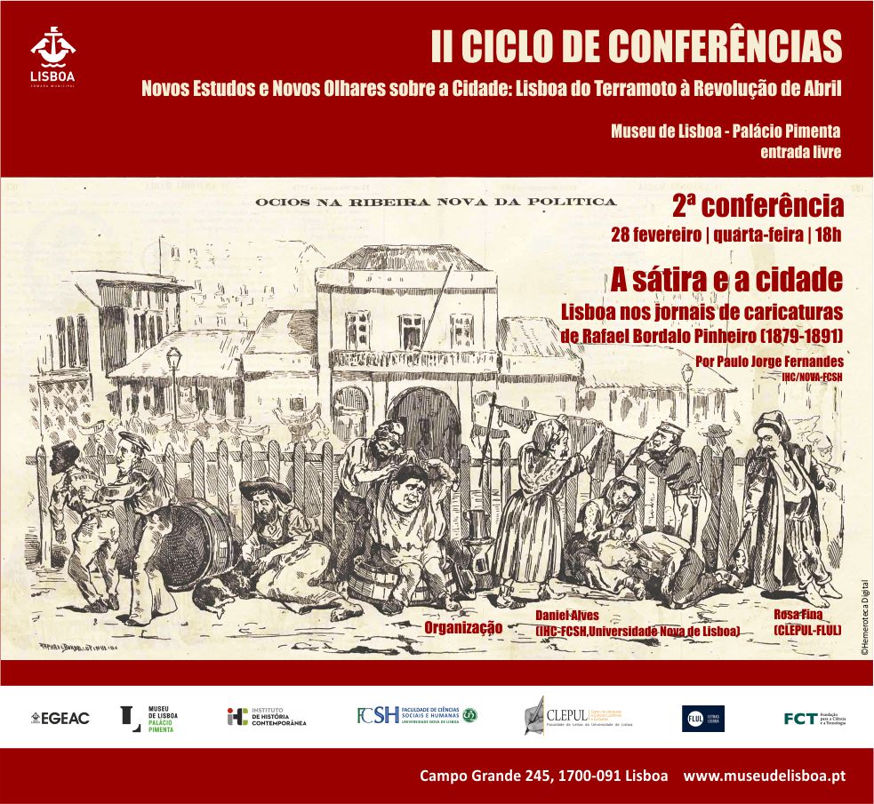 Cartaz da conferência "A Sátira e a cidade"