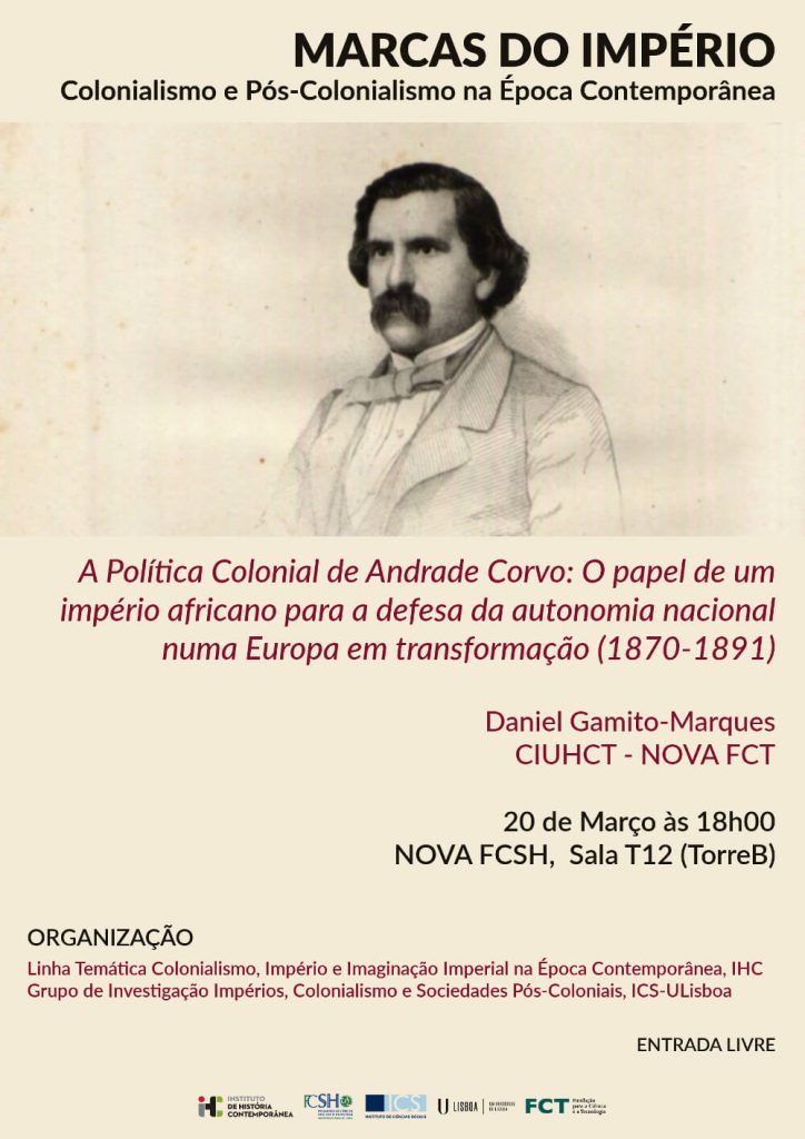 Cartaz do seminário A Política Colonial de Andrade Corvo