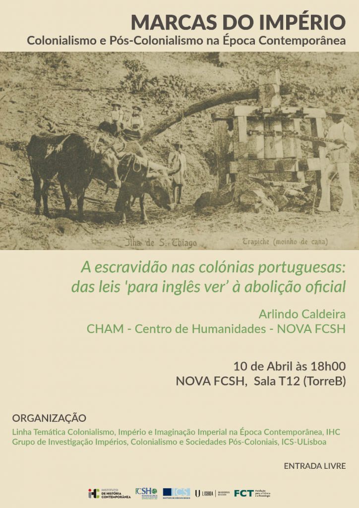 Cartaz do seminário A escravidão nas colónias portuguesas