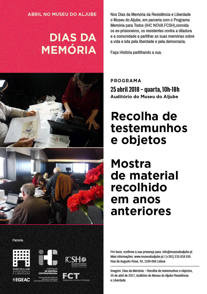 Cartaz da edição 2018 dos Dias da Memória no Museu do Aljube