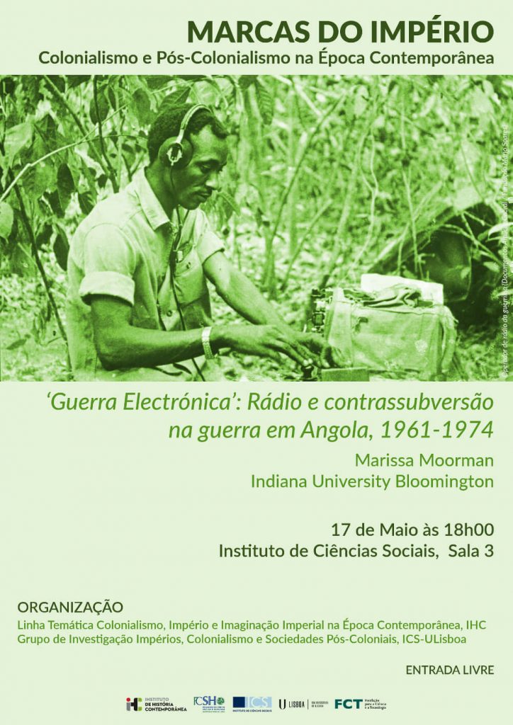 Cartaz do seminário "‘Guerra Electrónica’: rádio e contrassubversão na guerra em Angola"