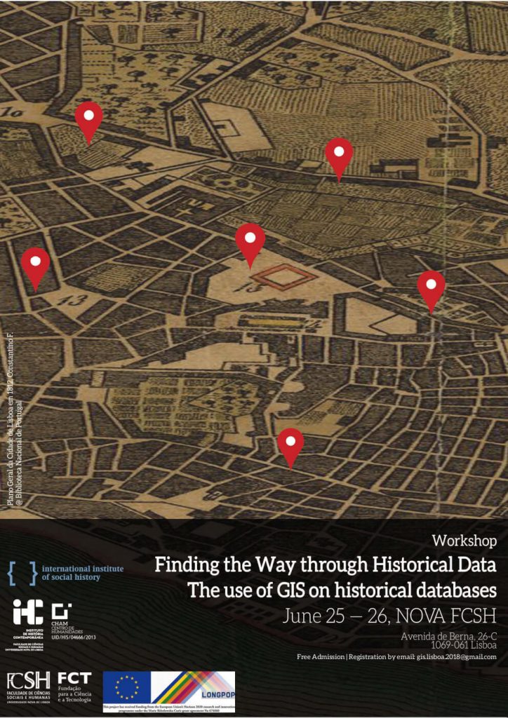 Cartaz do workshop "Finding the Way through Historical Data"