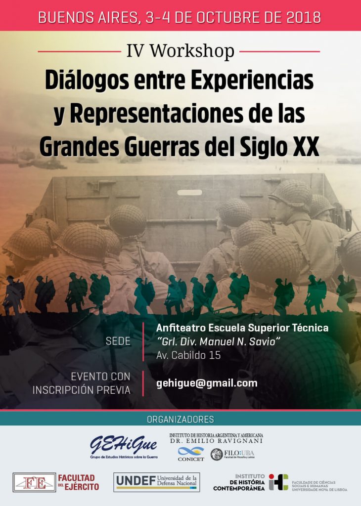 Cartaz do workshop "Diálogos entre Experiencias y Representaciones de las Grandes Guerras del Siglo XX"