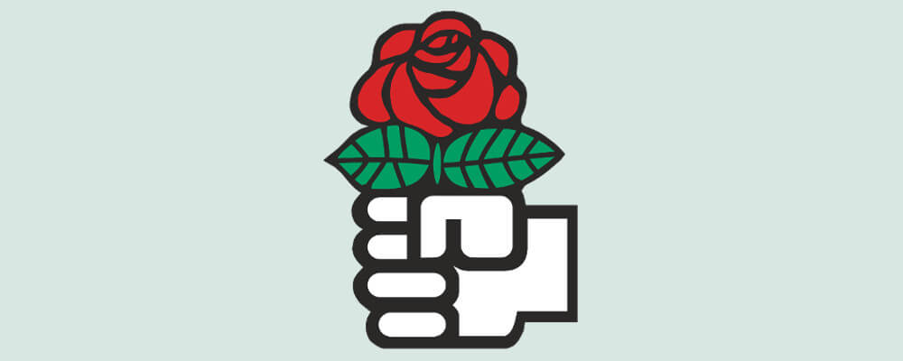 Logótipo da Internacional Socialista em fundo verde