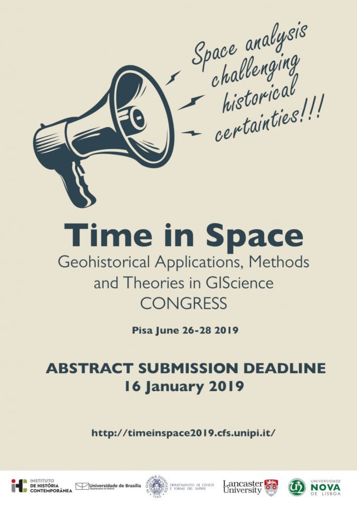 Cartaz do congresso "Time in Space: Geohistorical Applications, Methods and Theories in GIScience"