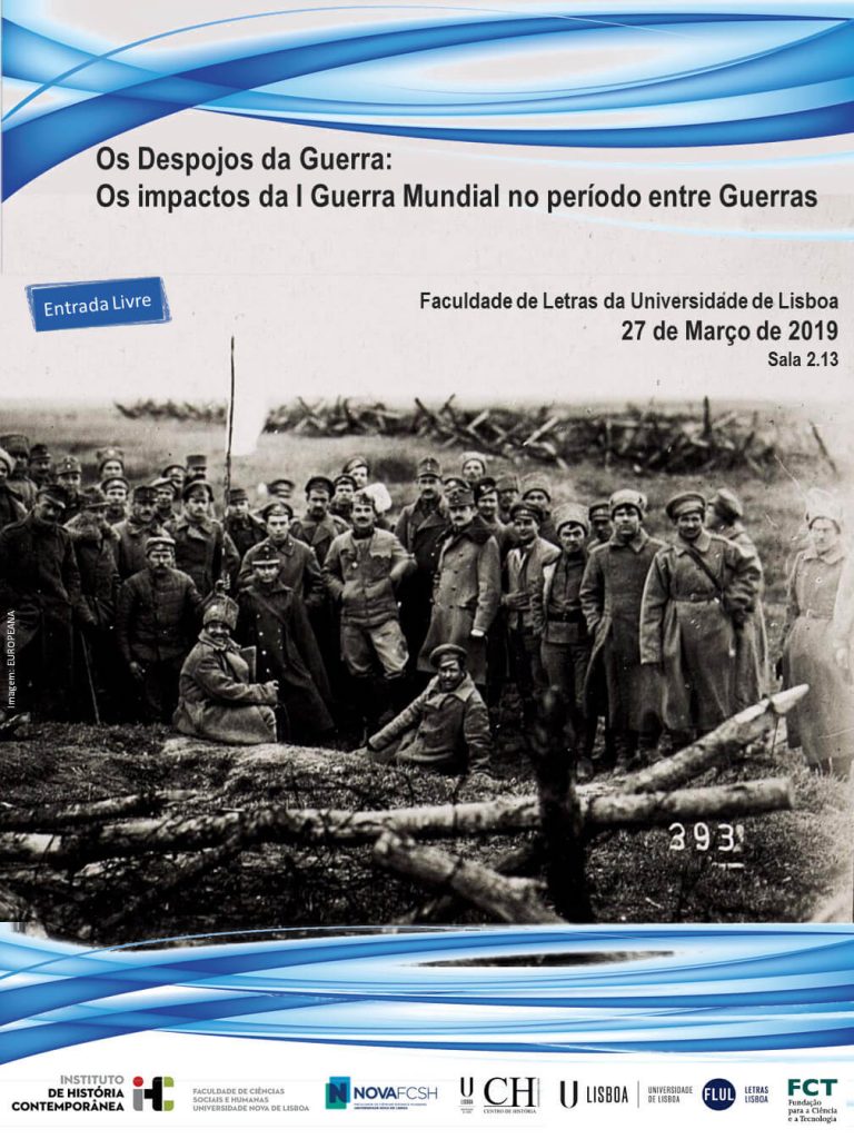 Cartaz do workshop "Os Despojos da Guerra: Os impactos da I Guerra Mundial no período entre Guerras"