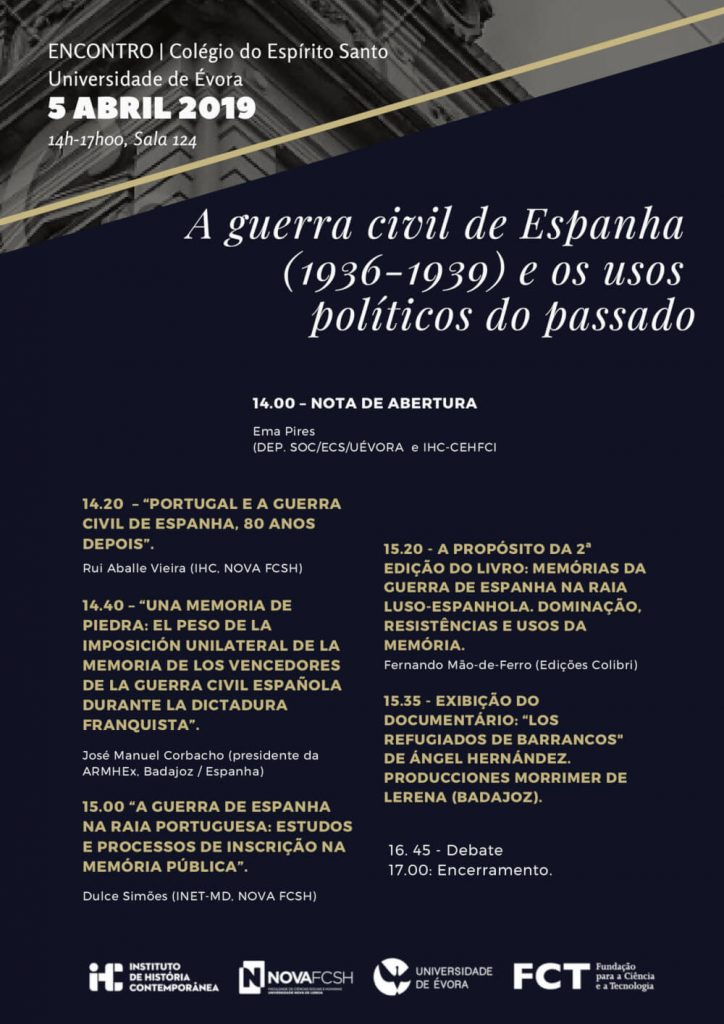 Cartaz do encontro "A guerra civil de Espanha (1936-1939) e os usos políticos do passado"