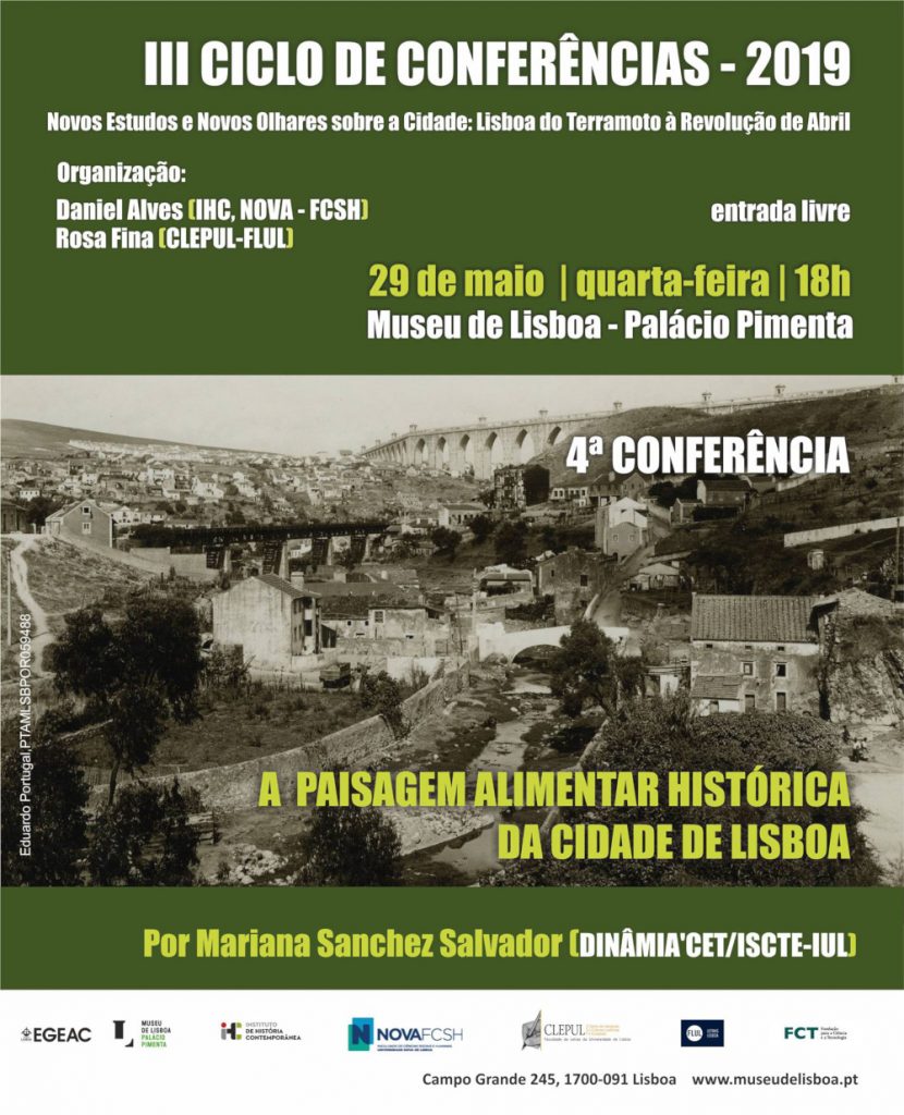 Cartaz da conferência "A paisagem alimentar histórica da cidade de Lisboa"