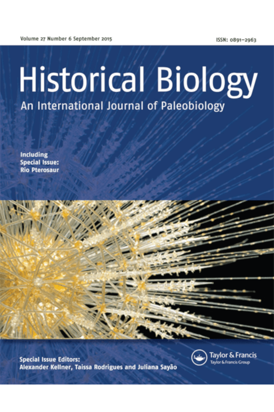 Capa do número 6 do volume 21 da revista Historical Biology