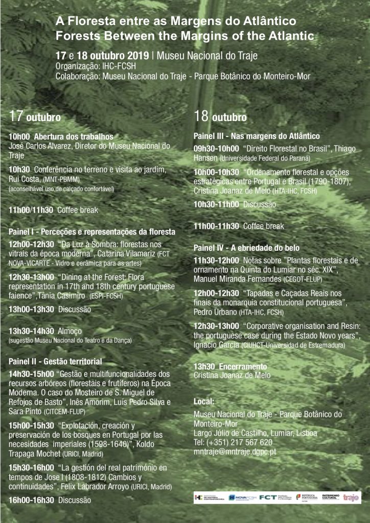 Cartaz/programa do workshop "A Floresta entre as Margens do Atlântico"