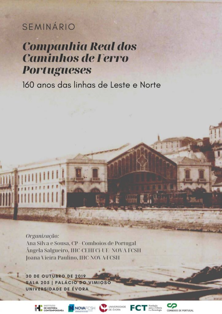 Cartaz do seminário "Companhia Real dos Caminhos de Ferro Portugueses"