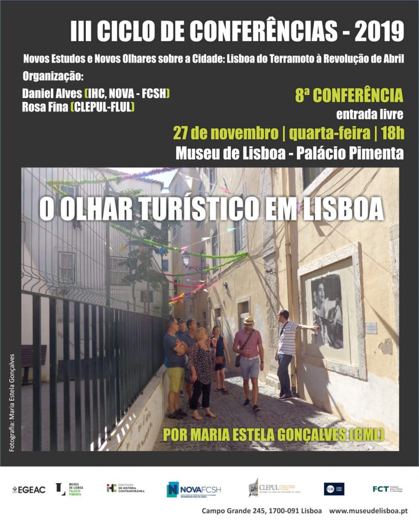 Cartaz da conferência "O olhar turístico em Lisboa"