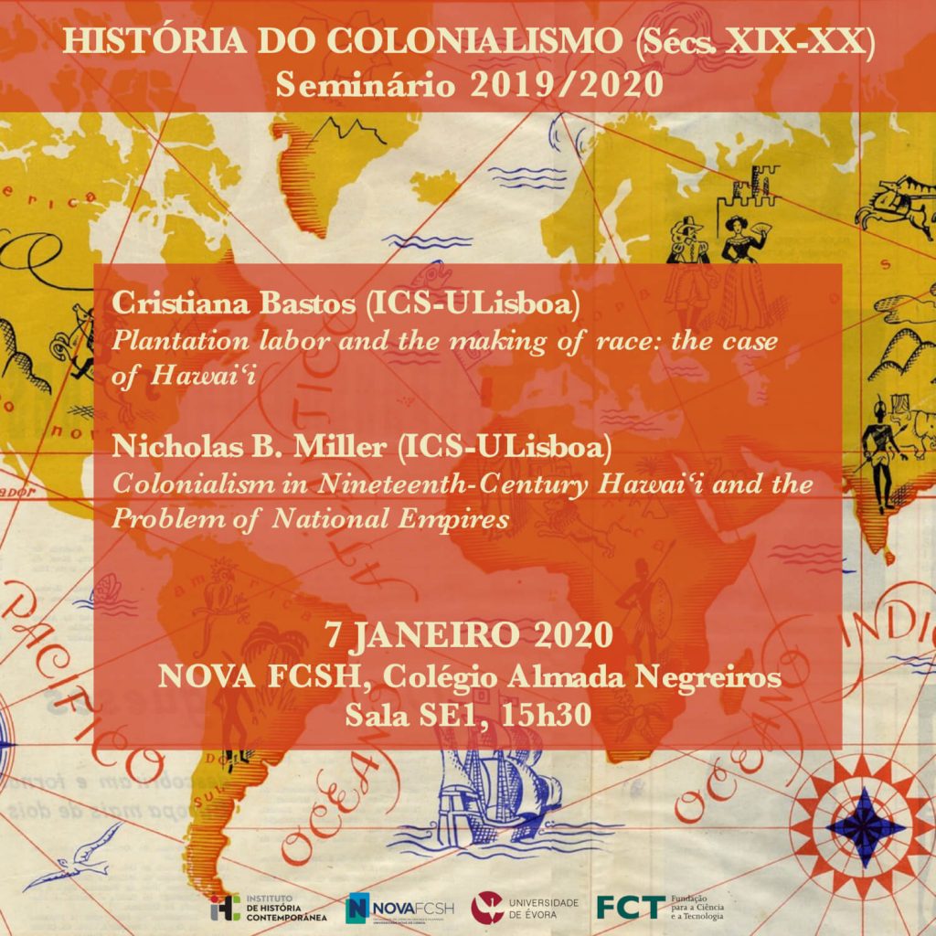 Cartaz da primeira sessão do do Seminário de Investigação em História do Colonialismo (Sécs. XIX-XX) do ano 2020