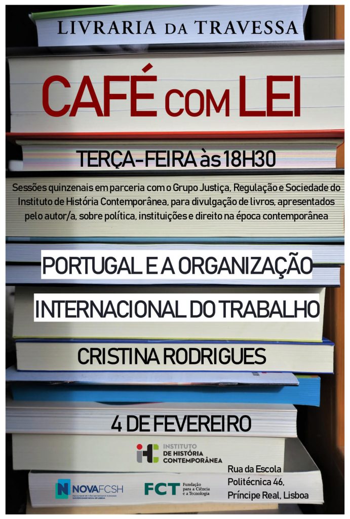 Cartaz da segunda sessão do ciclo "Café com Lei", com Cristina Rodrigues