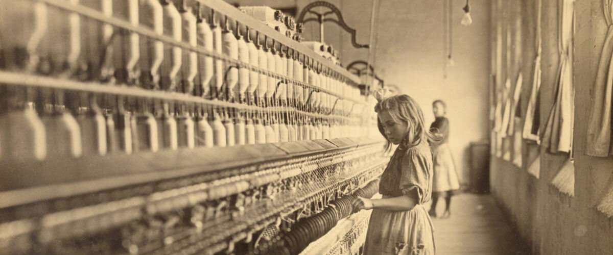 Detalhe do cartaz do II Congresso NETCOR, que mostra uma criança a trabalhar numa fábrica