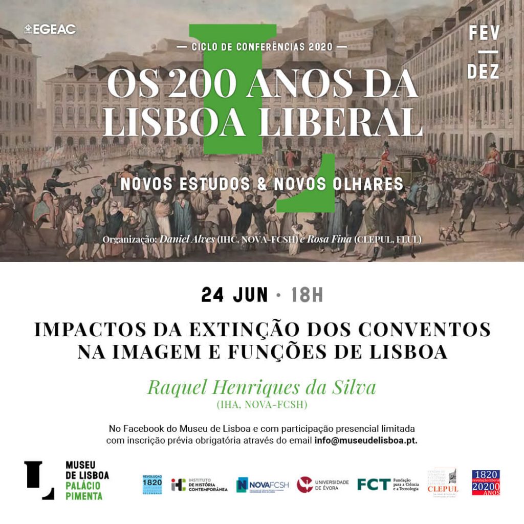 Cartaz da conferência "Impactos da extinção dos Conventos na imagem e funções de Lisboa"