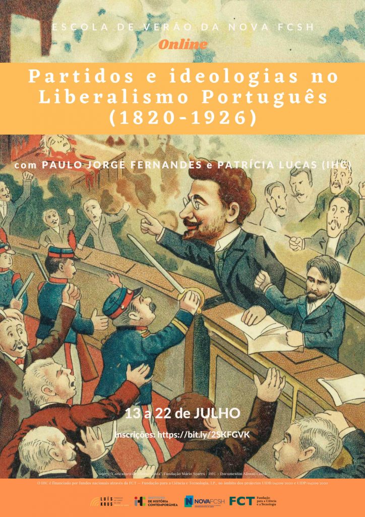 Cartaz do curso "Partidos e ideologias no Liberalismo Português (1820-1926)" da Escola de Verão da NOVA FCSH 2020