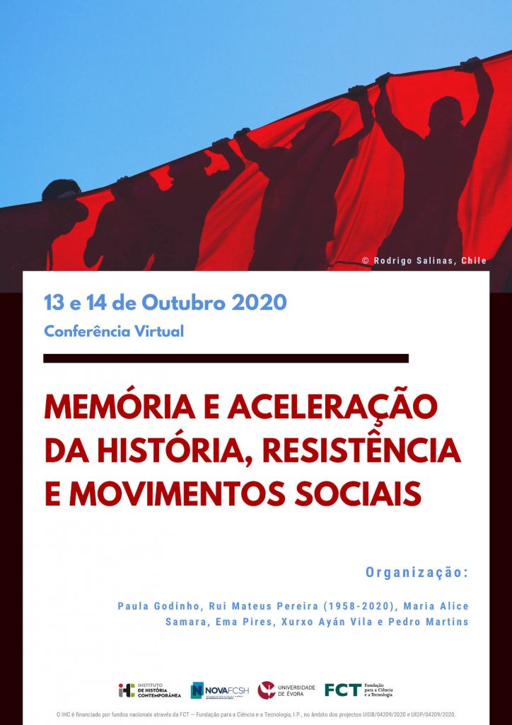 Cartaz da conferência "Memória e aceleração da história, resistência e movimentos sociais"