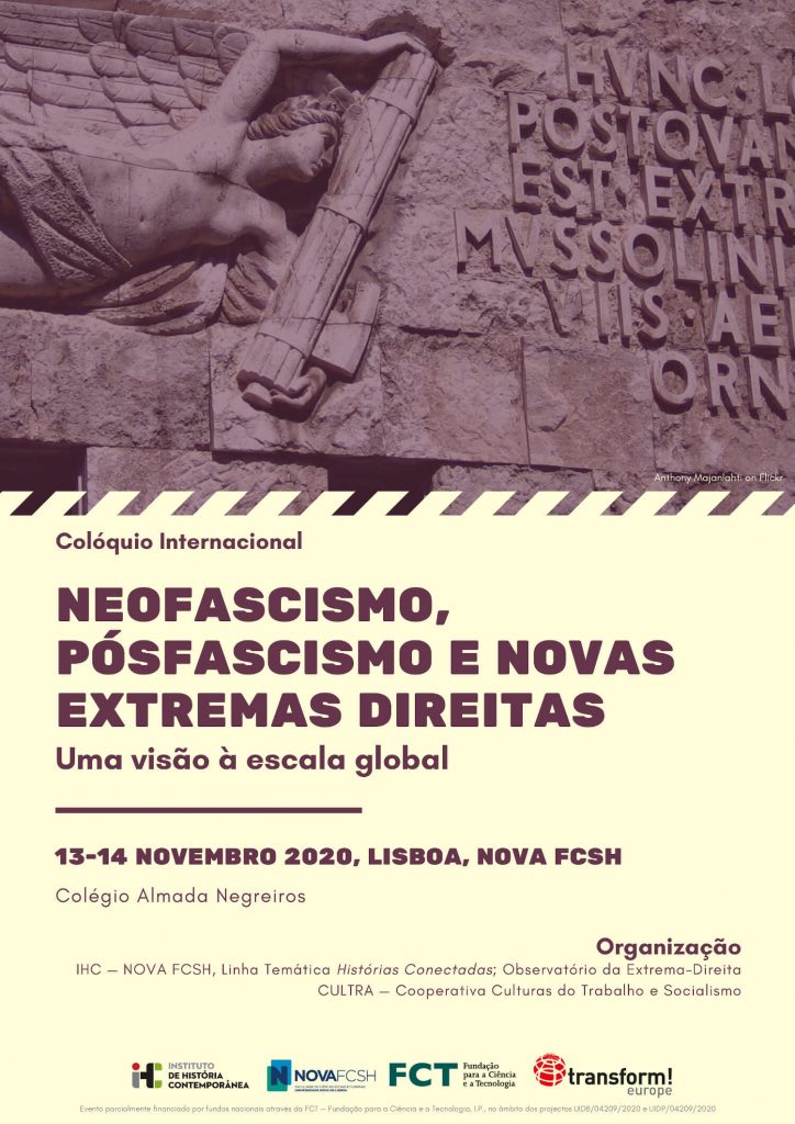 Cartaz do colóquio "Neofascismo, pósfascismo e novas extremas direitas"