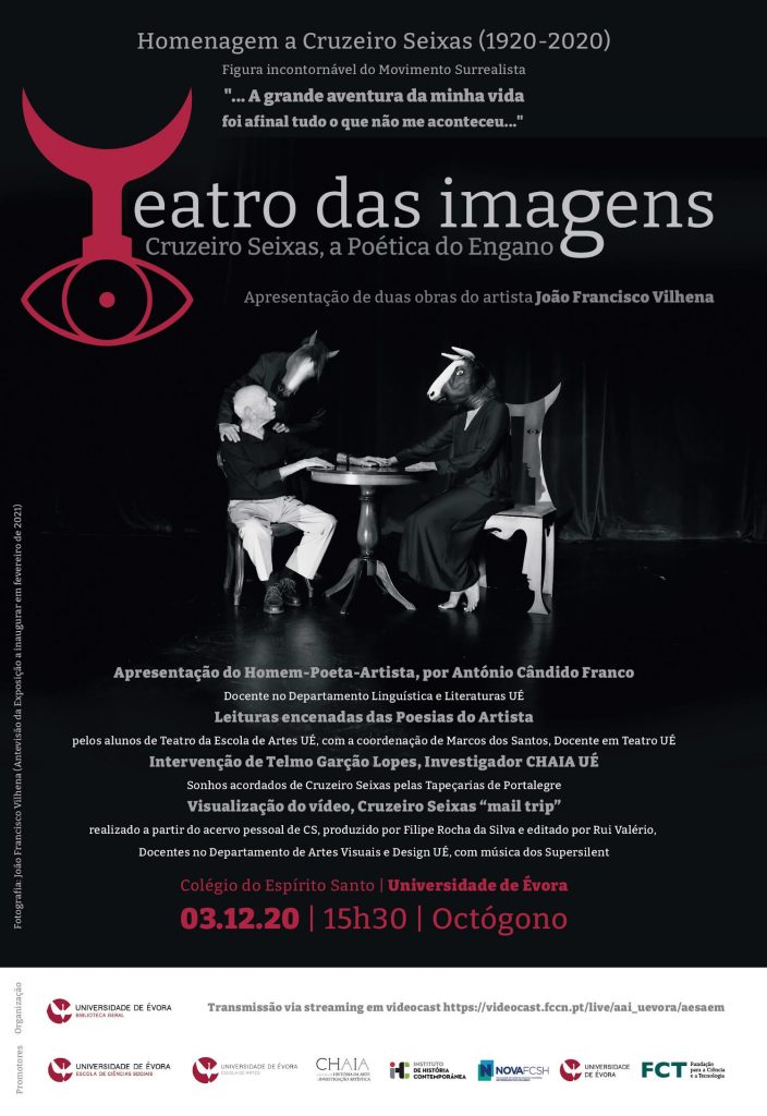 Cartaz da iniciativa "Teatro das Imagens. Cruzeiro Seixas, a Poética do Engano"