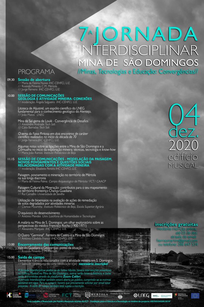 Cartaz/programa da 7ª Jornada Interdisciplinar na Mina de São Domingos: “Minas, tecnologias e educação: convergências”