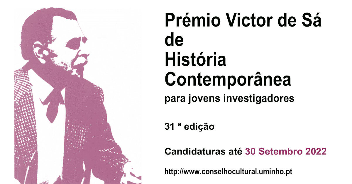 Imagem ilustrativa do Prémio de Victor de Sá de História Contemporânea 2022. Trigésima primeira edição. Candidaturas até 30 de Setembro.