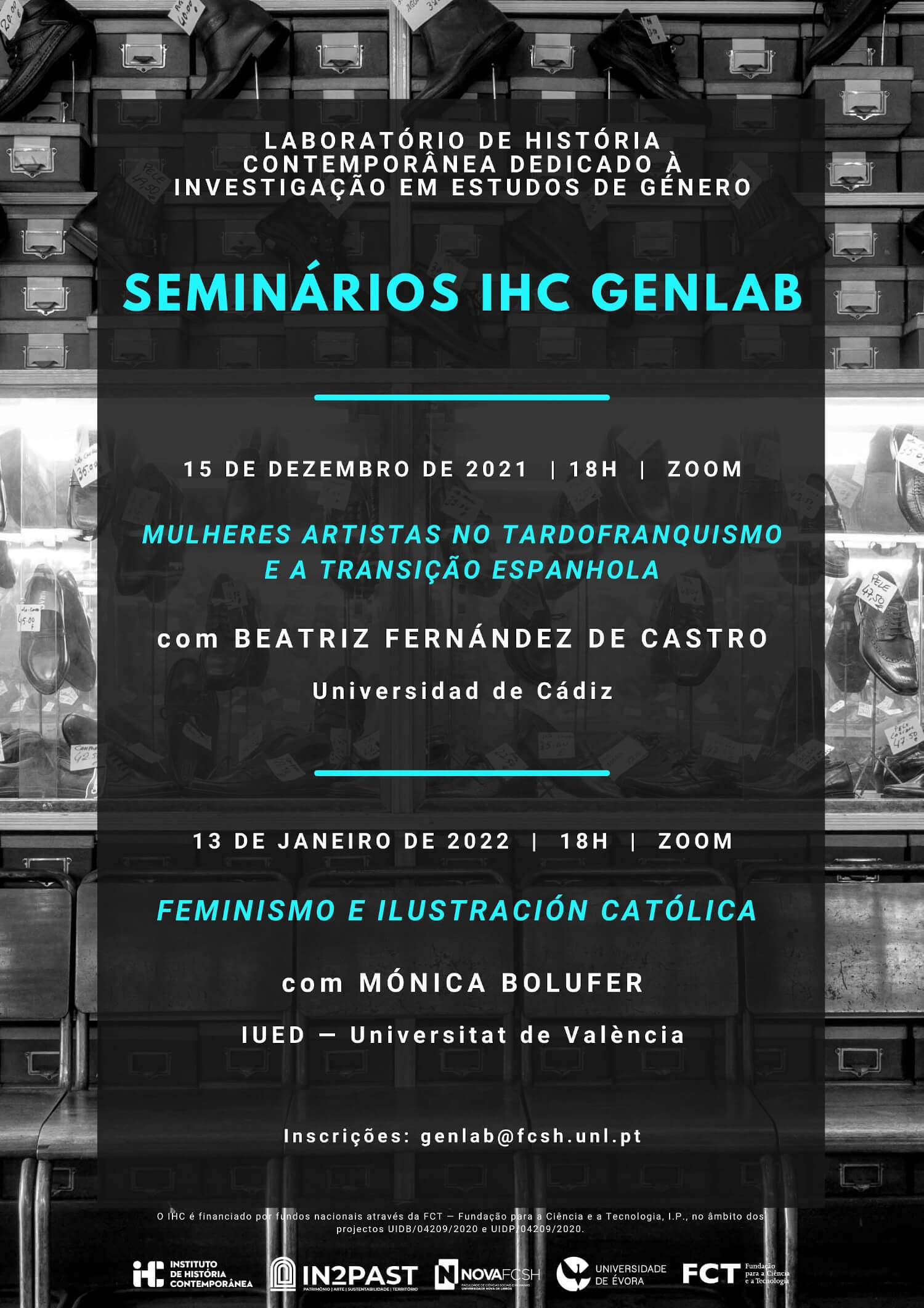 Cartaz dos seminários IHC GenLab. 15 de Dezembro de 2021 e 13 de Janeiro de 2022, às 18 horas, via Zoom.