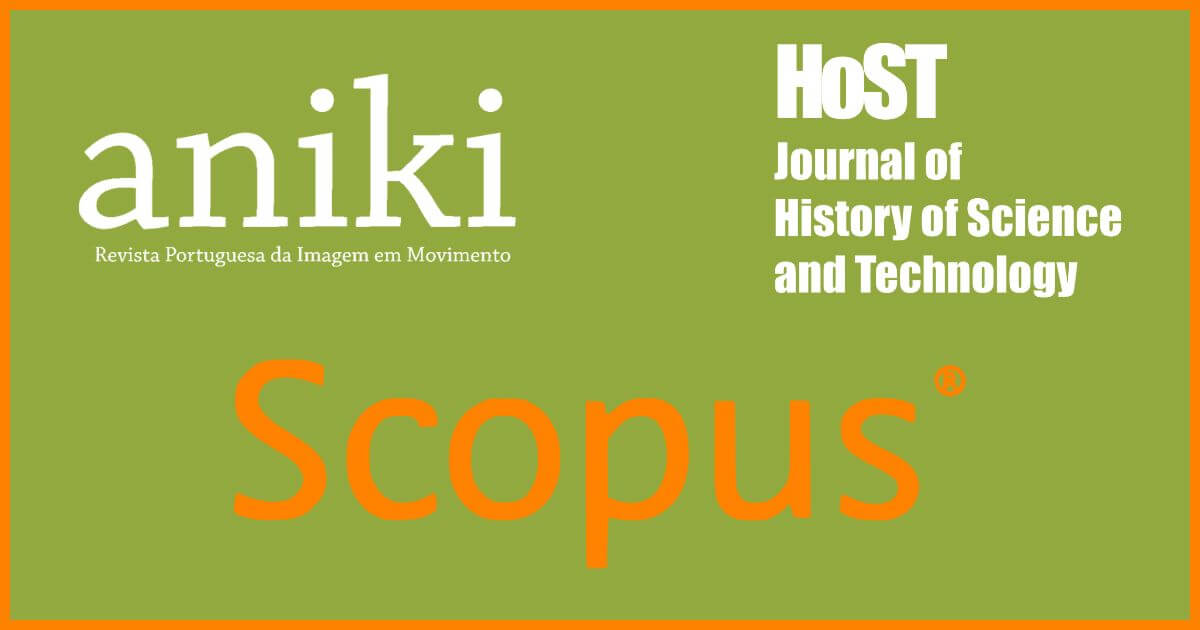 Imagem ilustrativa com os logótipos das revistas Aniki e HoST, bem como o da plataforma Scopus.