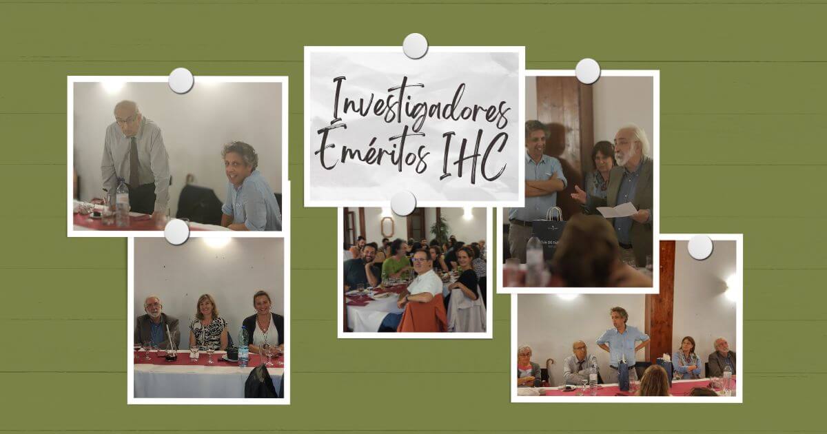 Colagem de várias fotografias do jantar onde foram homenageados os Investigadores Eméritos do IHC.