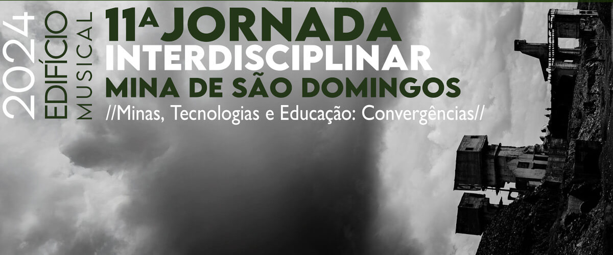 Detalhe do cartaz da 11ª Jornada Interdisciplinar na Mina de São Domingos “Minas, tecnologias e educação: convergências”.