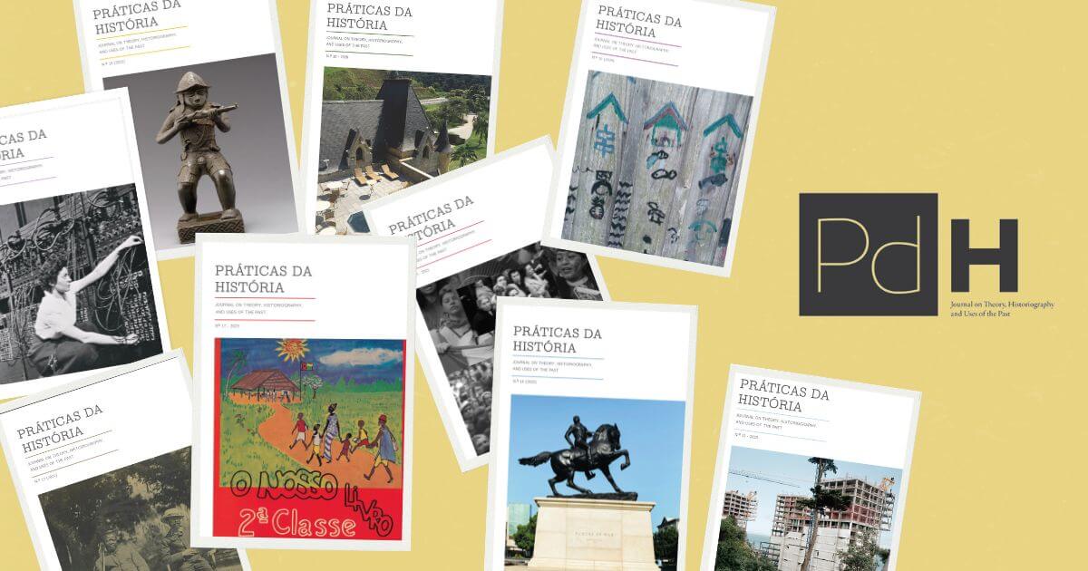 Imagem ilustrativa da notícia com o logótipo da Práticas da História e uma colagem de várias capas dos últimos números da revista.